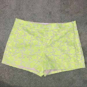 JCrew yellow floral chino shorts